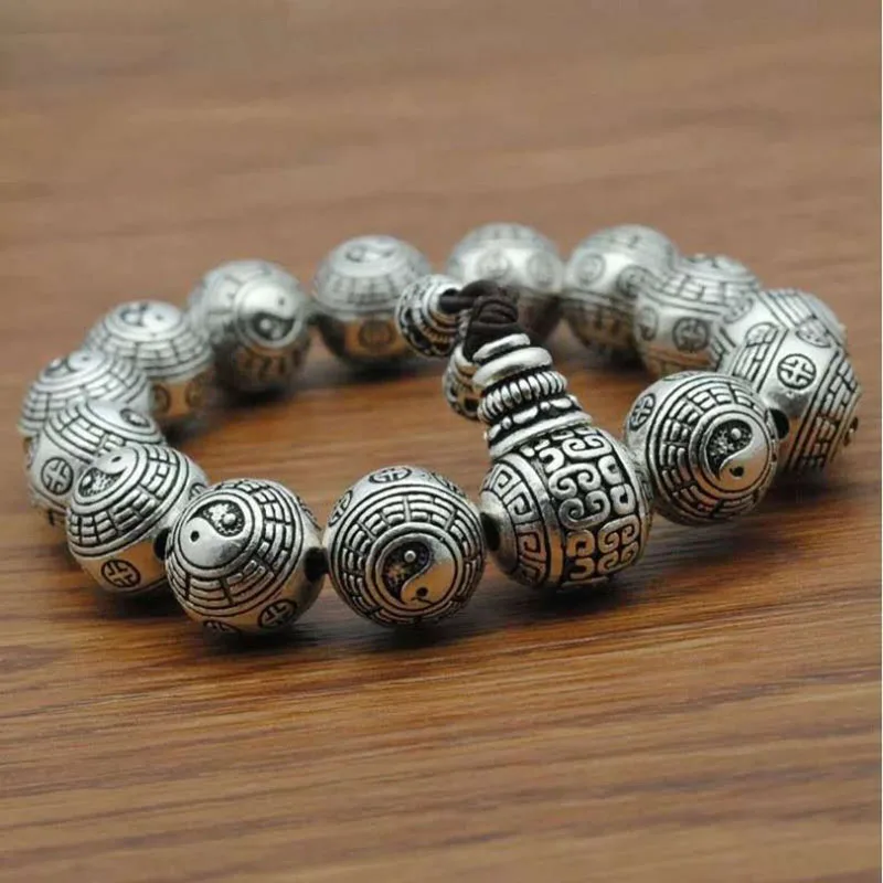 Zuyin Jewelry Bagua Transfer Beads Retro Design Chinese Style Buddha Beads Simple and Powerful Men's Bracelets