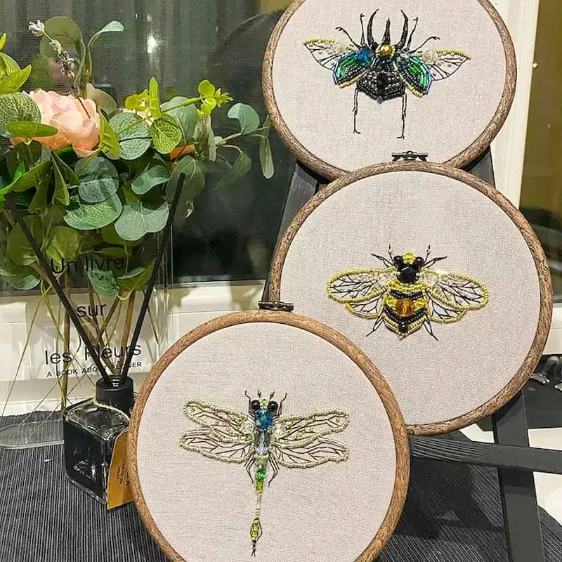 Insect Bead Embroidery DIY Craft Kit Insect Series Bead Embroidery Crafts Butterfly Beetle Puzzle Handmade Cross Stitch