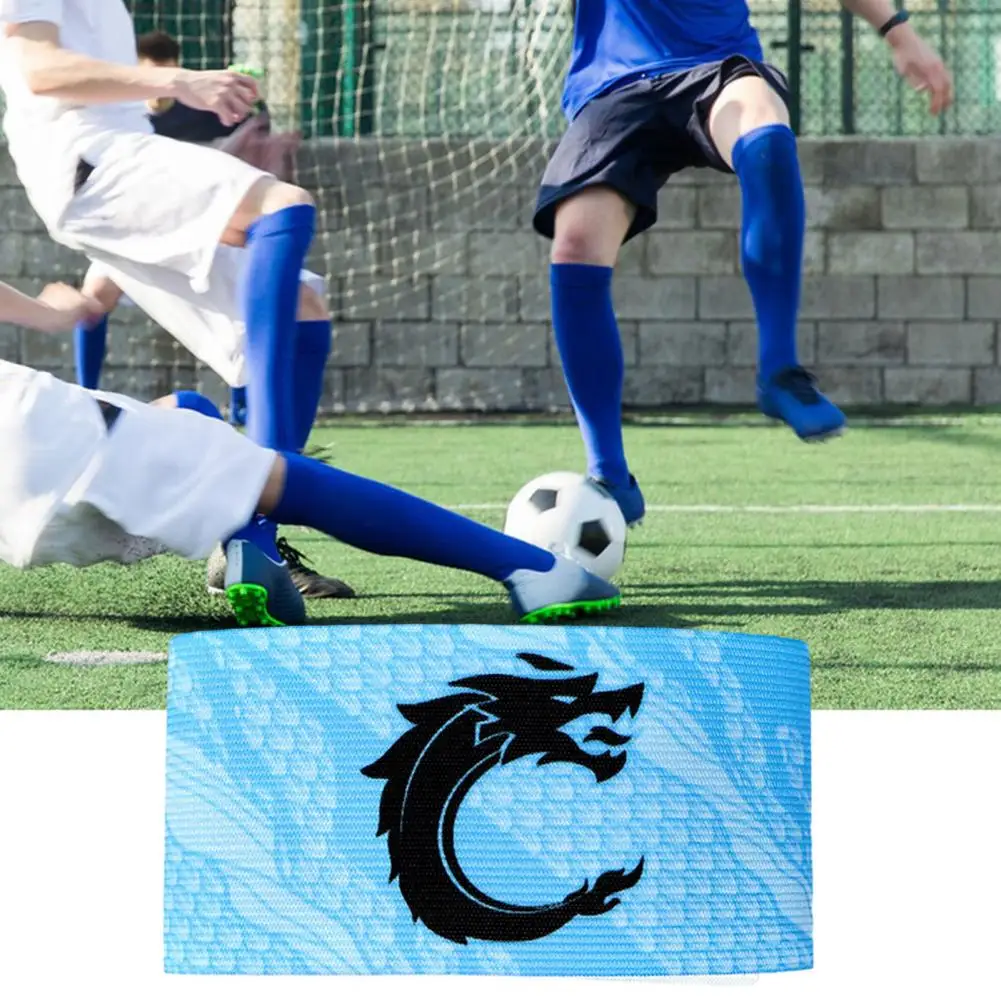 Pita pengencang elastis uniseks, ikat lengan olahraga Kapten C lengan Naga Anti licin 35x6.5cm untuk latihan sepak bola