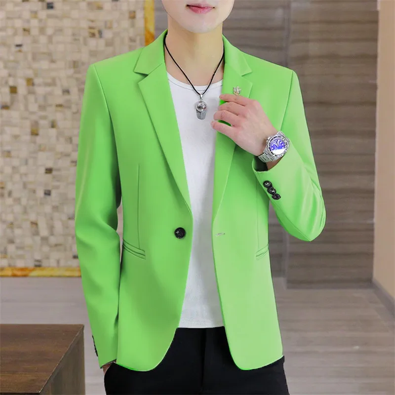 بدلة رجالية كاجوال بقصة ضيقة ملابس خارجية رفيعة ملابس نادي ليلي صيفية من ألياف البوليستر طويلة Sve بزر إغلاق واحد