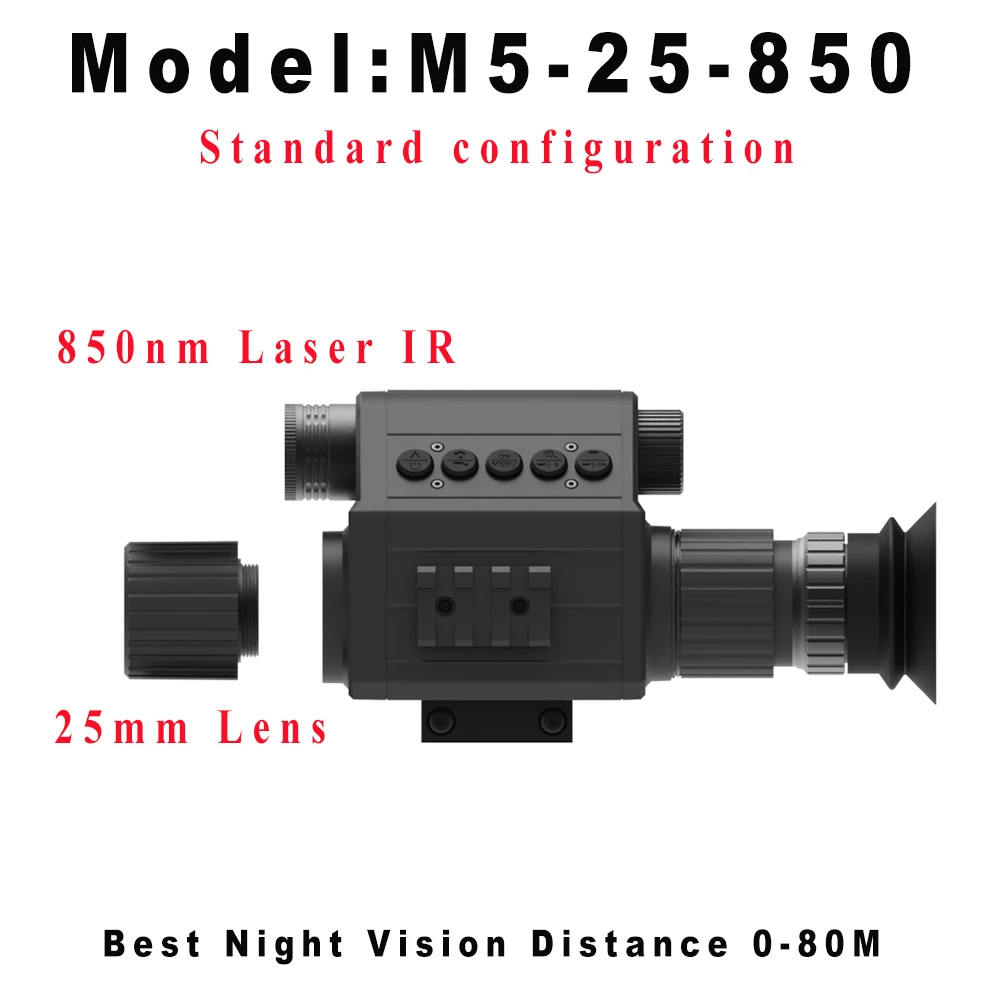 Megaorei M5 nachtzichtgeweerkijker, monoculaire jachtcamera, optiekvizier, 850 nm 940 nm infrarood invullicht