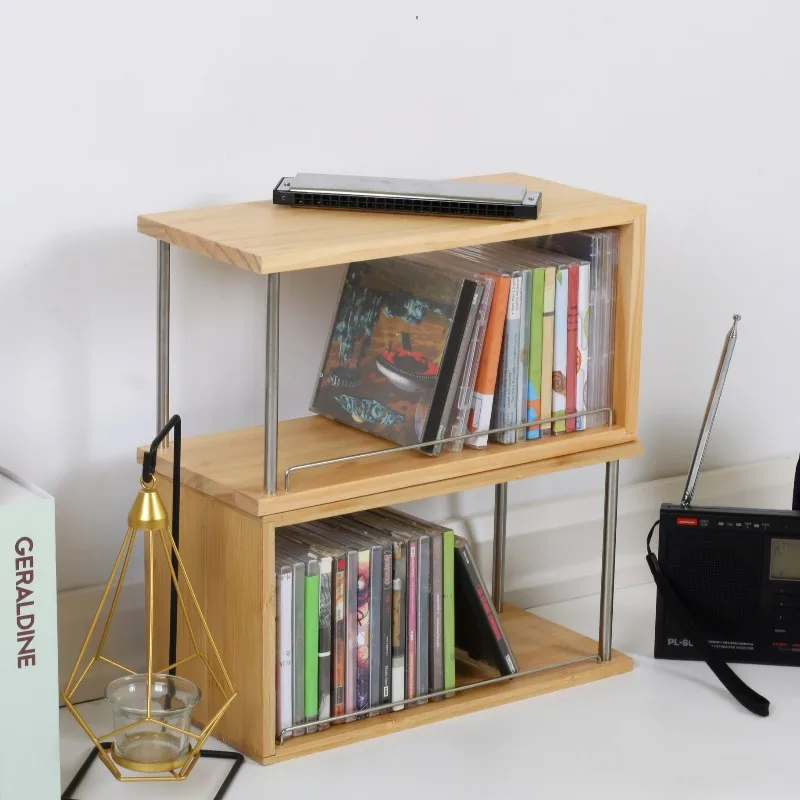 Storage rack PS4 disc rack, desktop CD rack, solid wood Blu-ray disc.