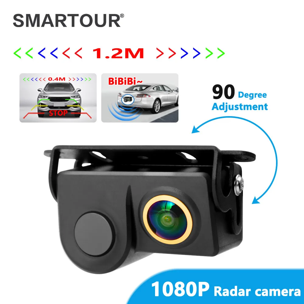 

2 in 1 Car Parking Cam CCD Rearview Parking Camera With Sound Alarm Golden Lens Reverse Backup Video Parking Sensor Radar System