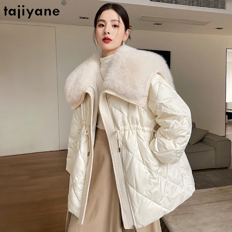 Tajiyane Top Quality 90% White Goose Down Coats Luxury Fox Fur Collar Warm Down Jacket Women Winter Parkas Jaqueta Feminina