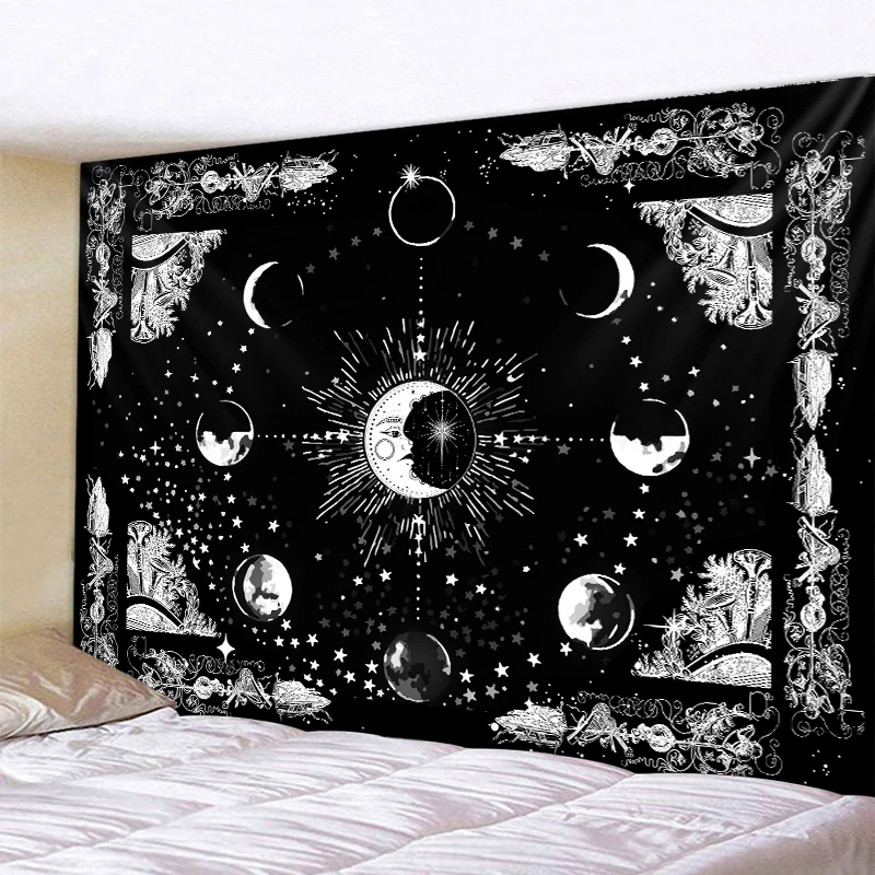 Sun Moon Mandala Tapestry Indian Witchcraft Tapestry Bohemian Decorative Hippie, Living Room Home Decoration Mattress
