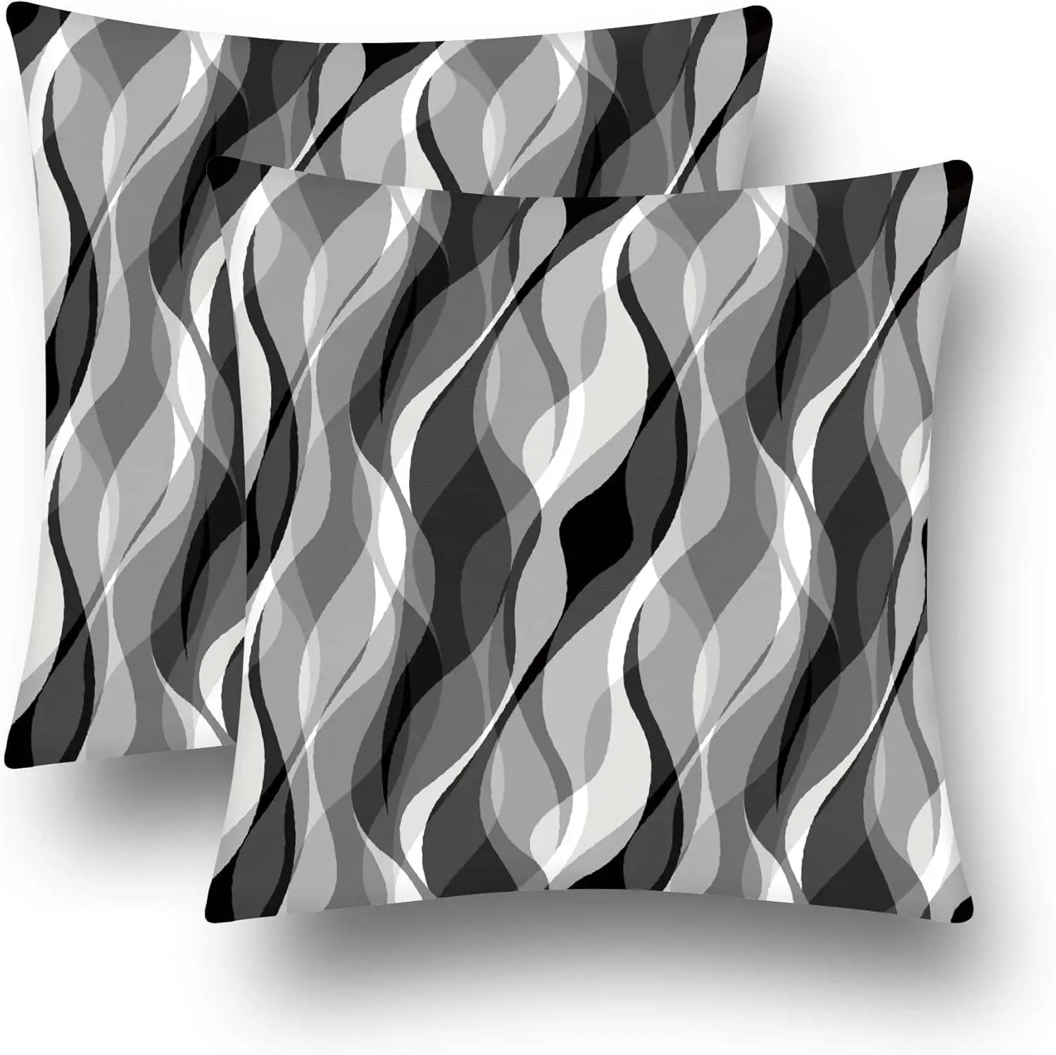 Fodere per cuscini grigi in bianco e nero Fodere per cuscini moderne con linee geometriche per l'accento del divano del soggiorno Decorazioni per la casa