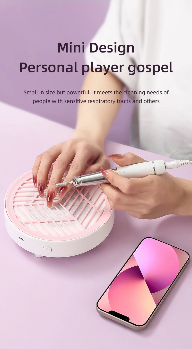 New Mini Nail Dust Collector Extractor Fan Professional USB Powerful Nail Vacuum Cleaner With Remove Paper Filter Nail Equipment