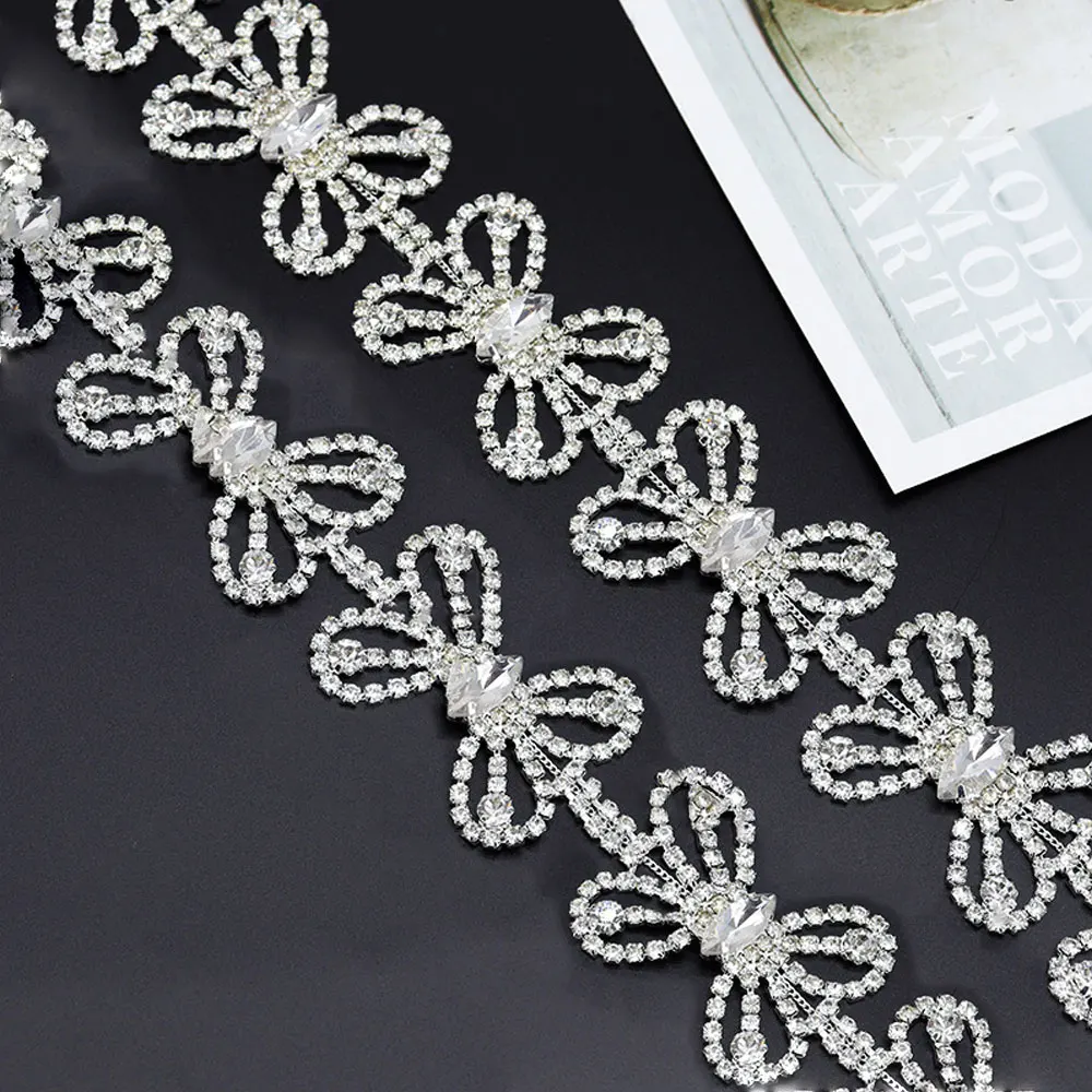 

1 Yard Fashionable Crystal Chain DIY Craft Accessories Polished Metal Yard Chain Bridal Gown Decoration Fittings