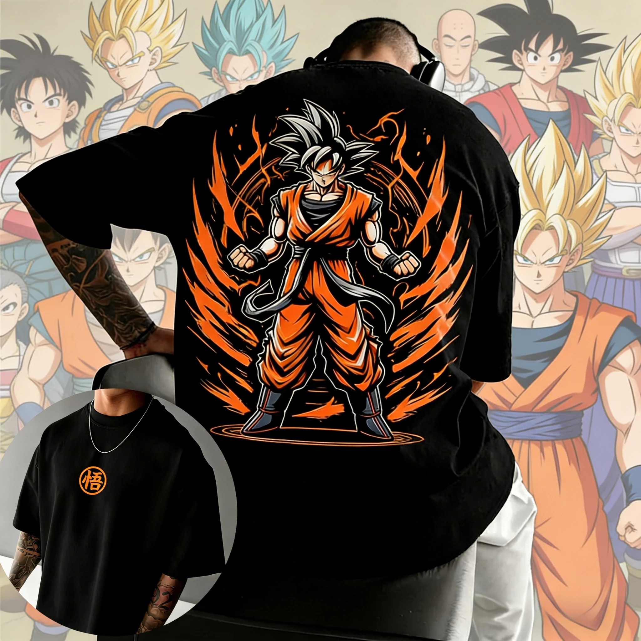 2026 Neues Sommer-T-Shirt zum 40-jährigen Jubiläum von Dragon Ball mit Son Goku, 100% Baumwolle, Anime-Print, Übergröße, Lässige Streetwear, Unisex, Y2K