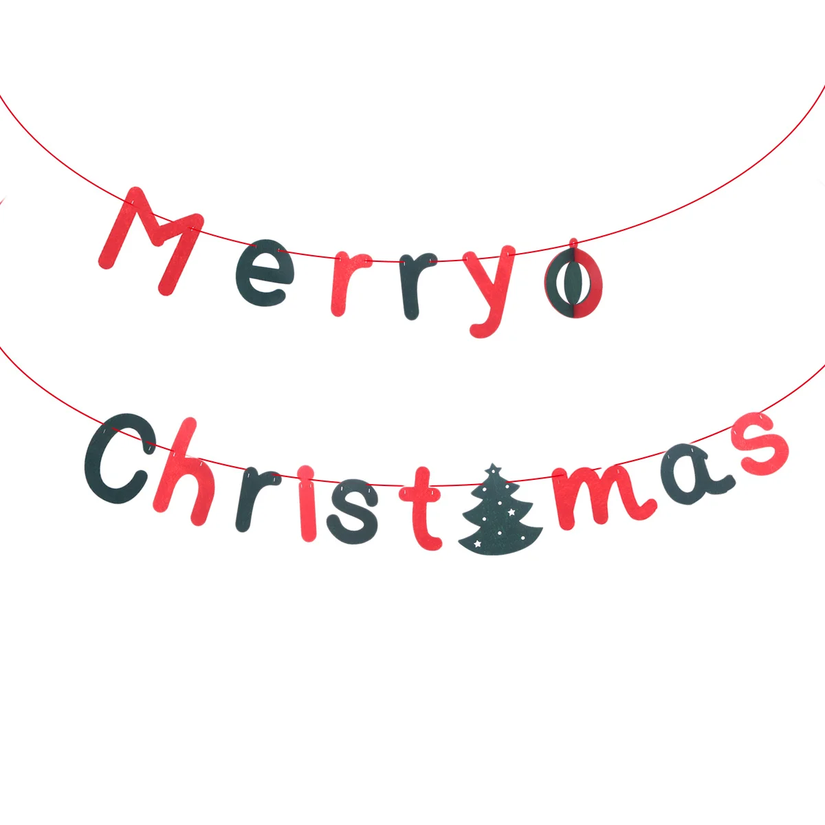 

3D Merry Christmas Banners Thickened Fabric DIY Bunting Garlands Hanging Decoration Xmas Tree Ornaments Holiday Party