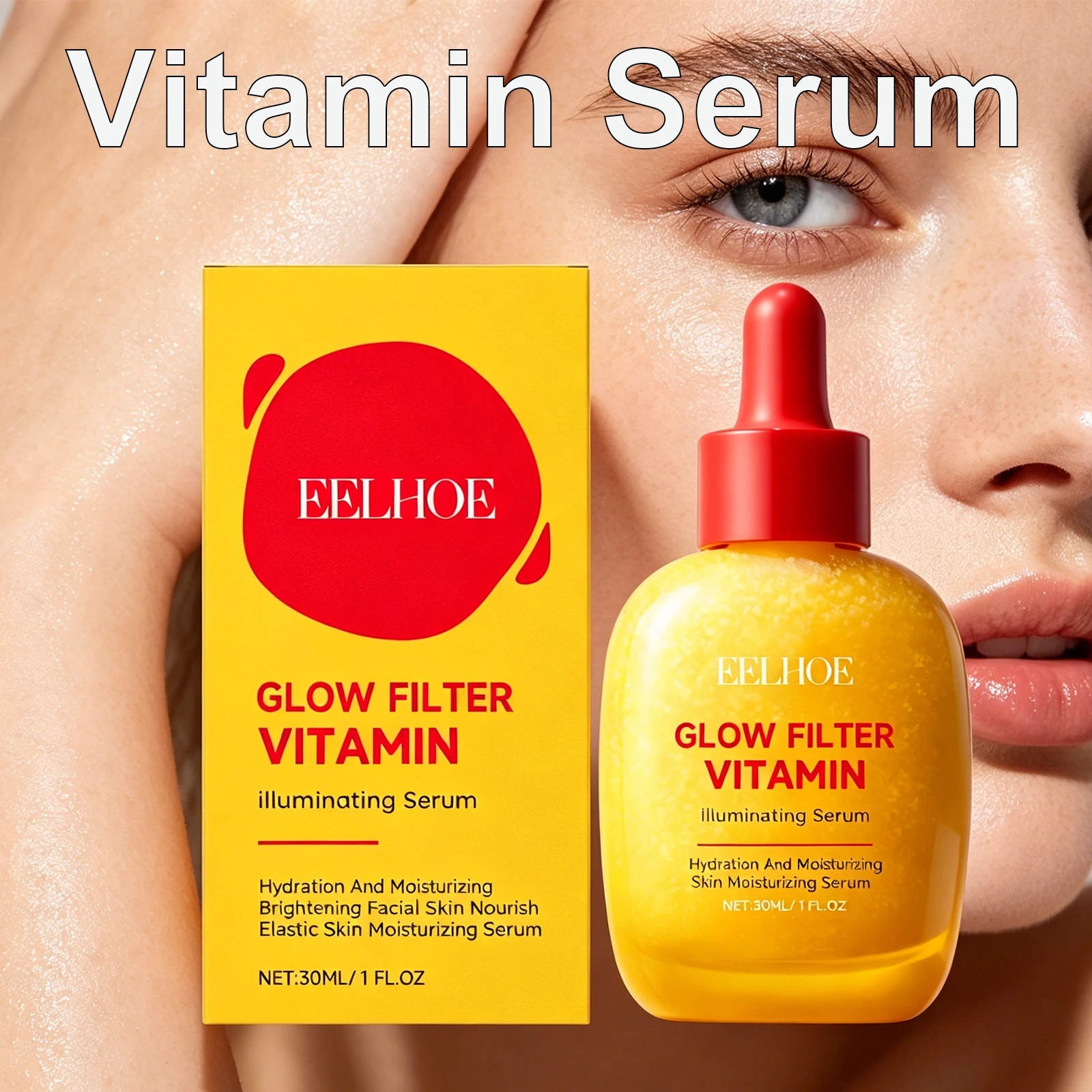 Suero Facial con Vitamina C Iluminador de Cereza 30ml Hidratante, Suavizante, Aclarante, Antiarrugas para Piel Seca y Sensible, Elasticidad