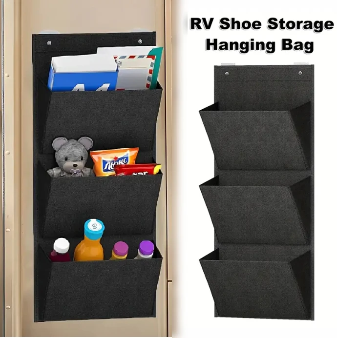 

3 Layer RV Wall-Mounted Organizer Shoe Storage Hanging Bag With Multiple Pockets For Caravans RV Accessories Storage Pockets