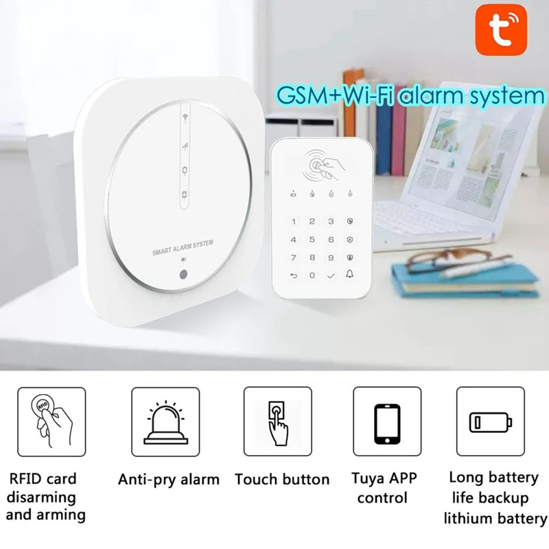 Graffiti Burglar Alarm Intelligent WIFI+GSM Dual Network Alarm System As Shown Screenless Alarm Host