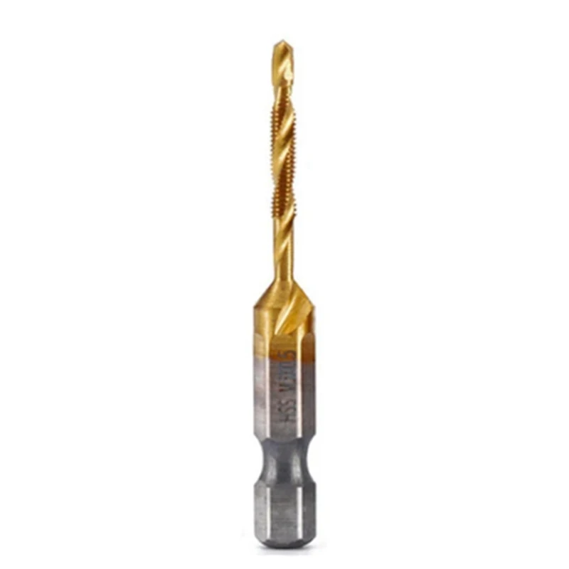 M3x0.5Mm Hex Shank Titanium Plated HSS Screw Thread Metric Tap Drill Bits Screw Machine Compound Tap Open Chamfer Tool