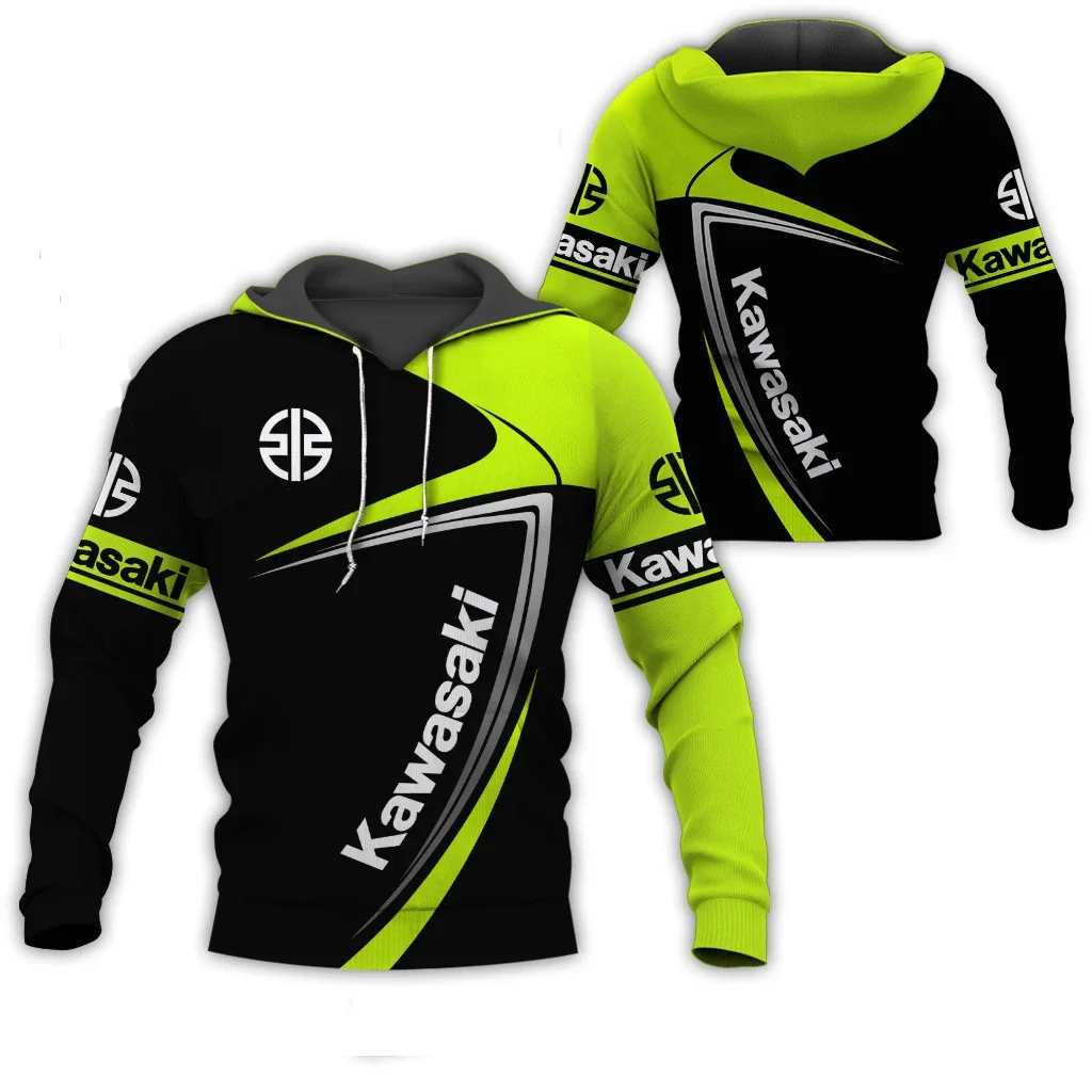 2024 New spring and autumn 3D print Kawasaki Ninja Motorcycle Riding Off-Road Pullover Extreme Sports Adventure Unisex Hoodie