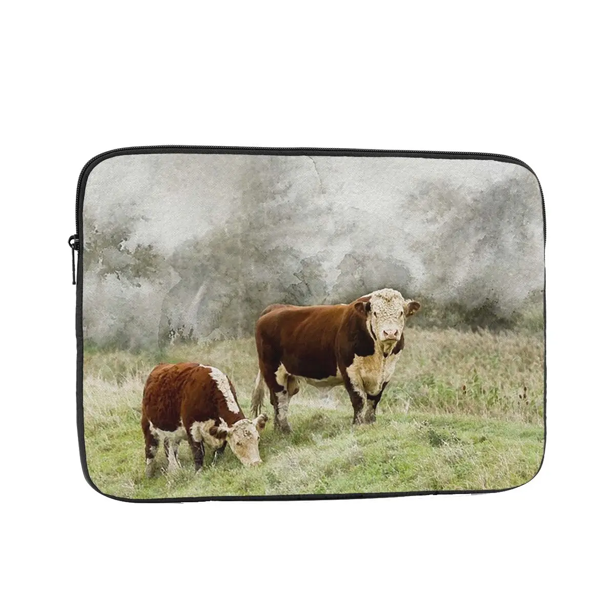 

Hereford Bull And Cow Watercolour Photograph Laptop Sleeve Cover Bag Notebook Bag Sleeve Tablet Shockproof Case Bag