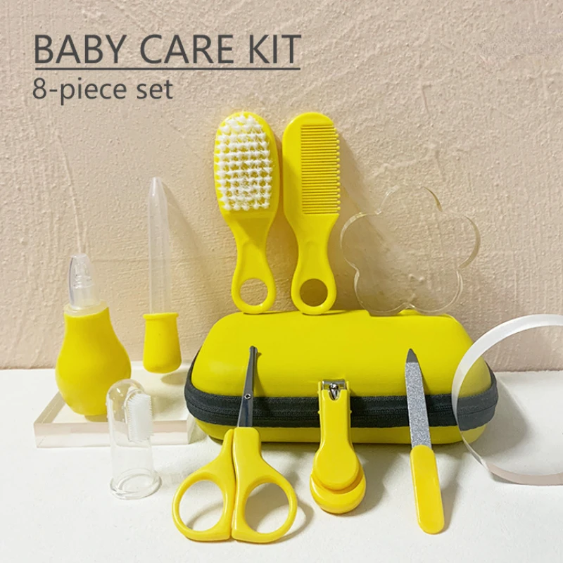 8 pcs/Set Newborn Baby Kids Nail Hair Health Care Thermometer Grooming Brush Kit Care Baby Essentials Newborn Material Safety