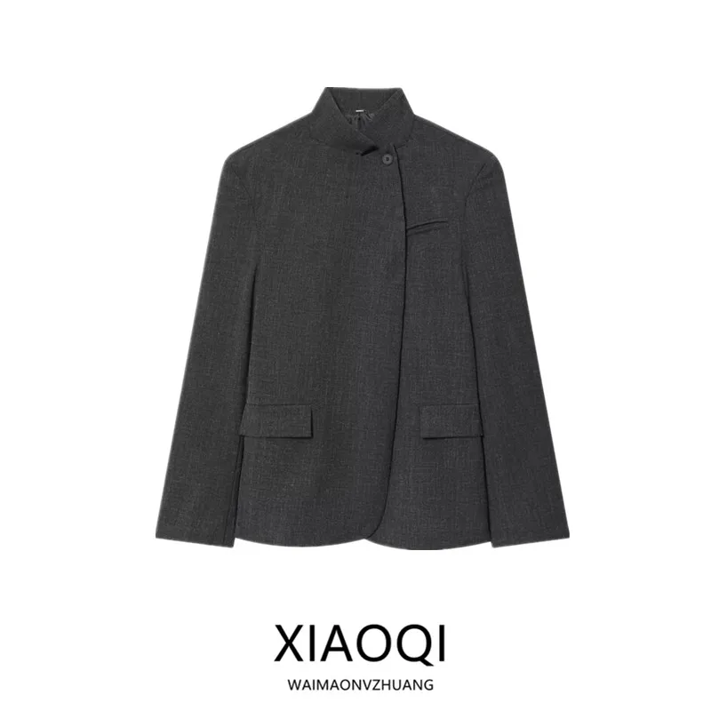 

Faionable Loose Versatile Women's Suit Jaet Autumn 2025 New Arrival Casual Long Sve Stand Collar One Button Design