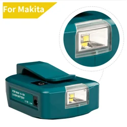 Li-ion Battery Adapter for Makita 14.4V/18V Li-ion Battery BL1830 BL1430 With Dual USB Type-C Converter LED Lamp Flashlight