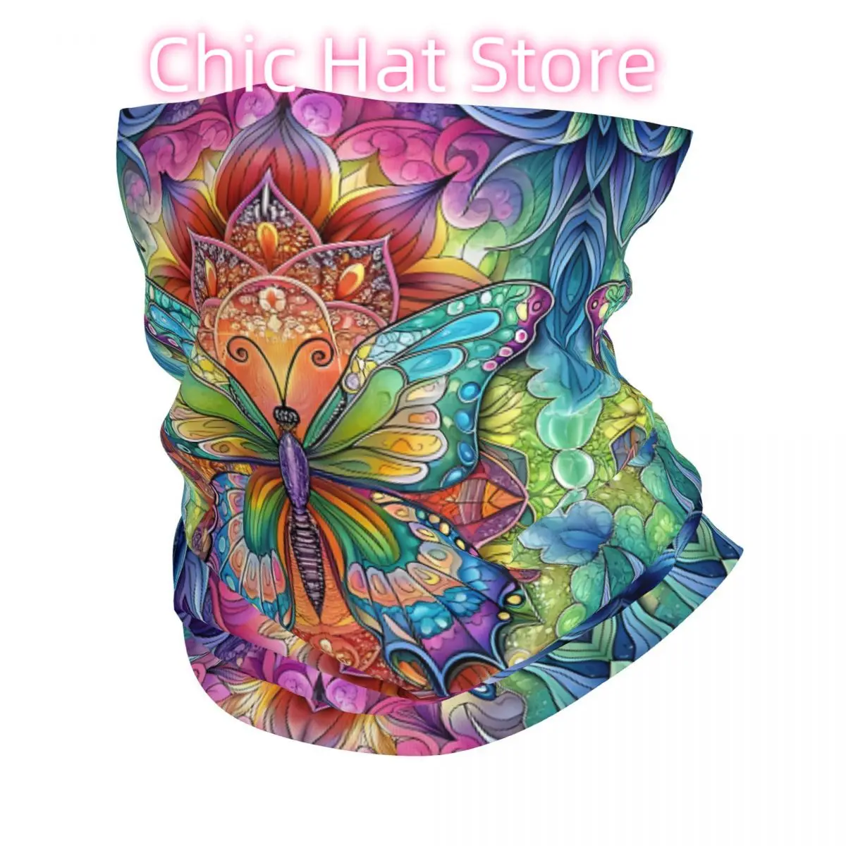 

Butterfly Mandala Bandana Neck White Scarf Multi-use Headwear Fishing Unisex Adult Winter