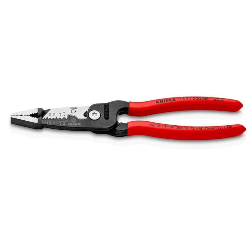 KNIPEX Инструмент для зачистки проводов 8-дюймовые многофункциональные плоскогубцы для электрика, широкие перекрестные захватывающие поверхности для скручивания 1371200   МЭ