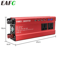 EAFC Car Inverter DC 12V to AC 220V Transformer 3 Socket 4 USB 1200W /2000WCar Converter Inversor Auto with Screen Display