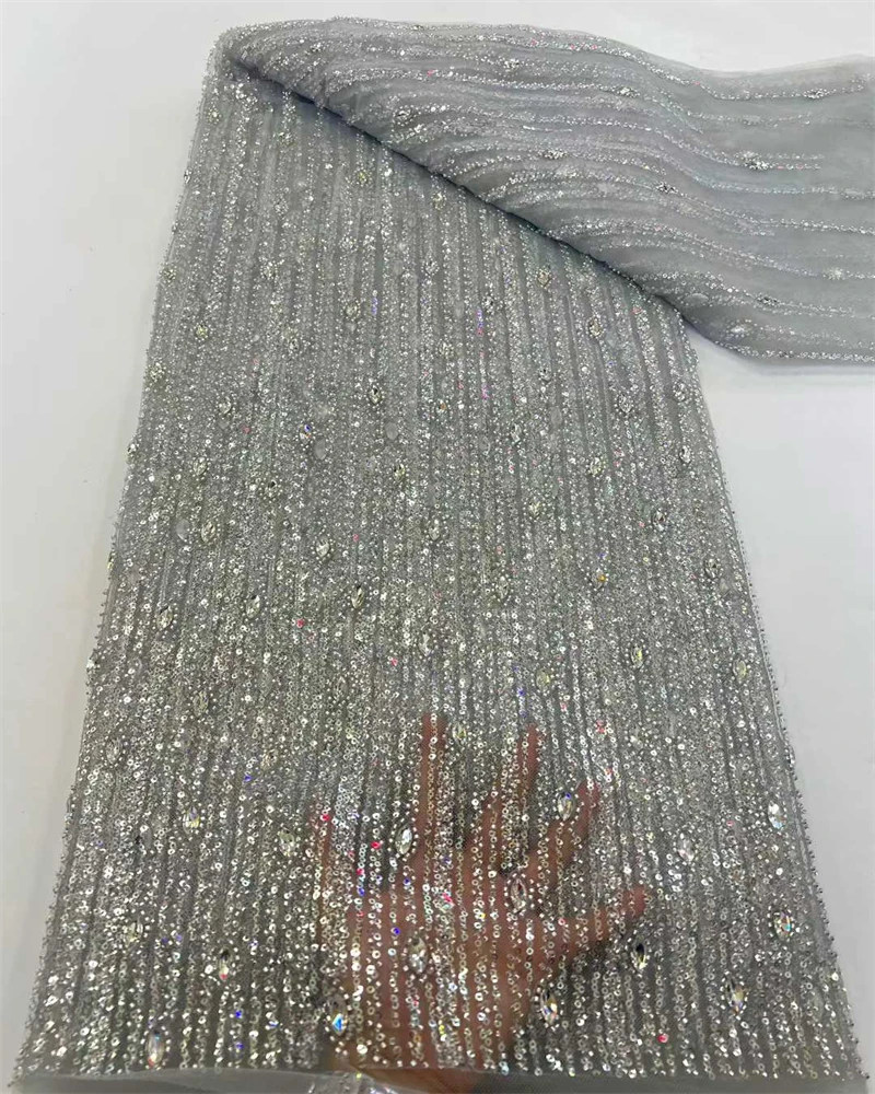 

Африканское свадебное кружево 2026: Высококачественный французский тюль с вышивкой бисером и пайетками для свадебных нарядов жениха и невесты (Нигерия)