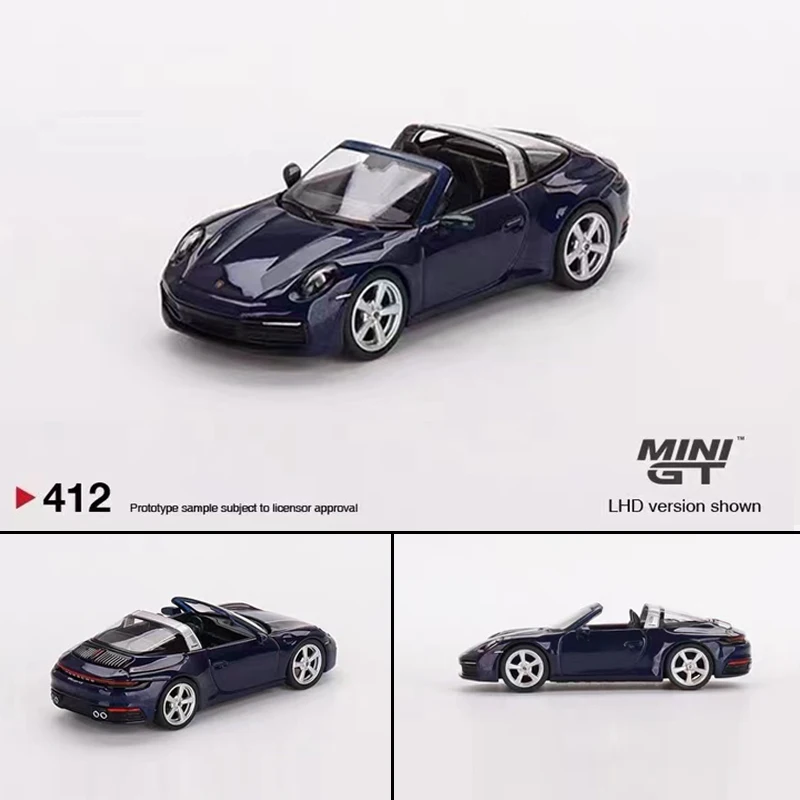 Мини GT 1:64 модель автомобиля 911 Targa 4S литье под давлением-Gentian синий металлический дисплей подарки