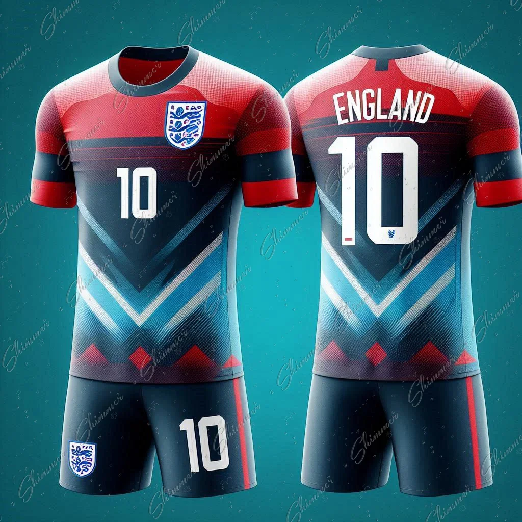 2Pc European Cup England Style Raglan Sleeve Jersey Suit Training Wear FootBall Jersey For Aldult Children Father Son Kids Sets