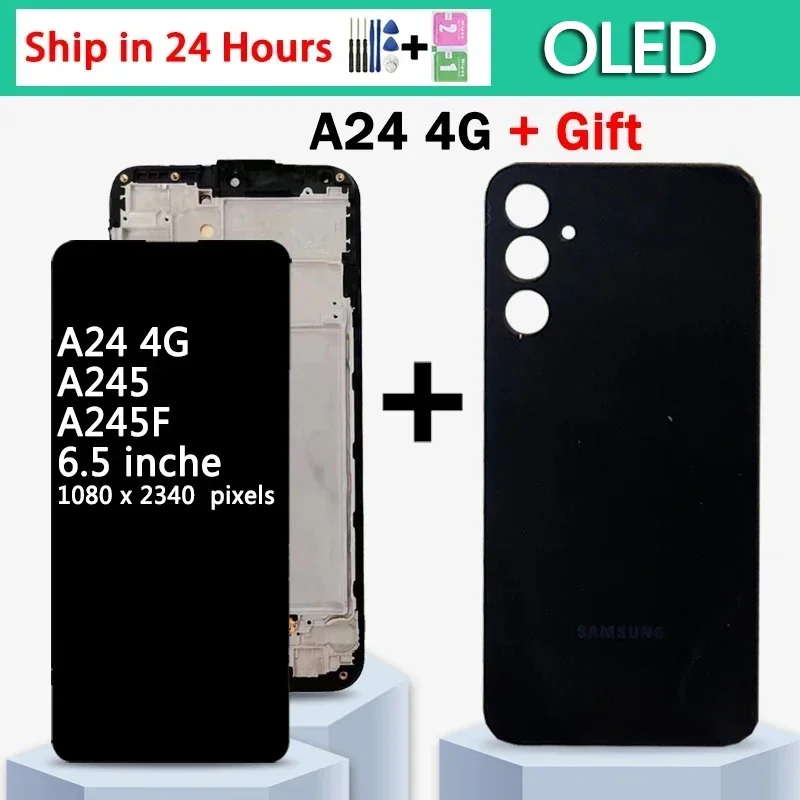 Super AMOLED For Samsung A24 4G LCD A245B Display Touch Screen Digitizer Assembly For Samsung A245 Lcd With Frame