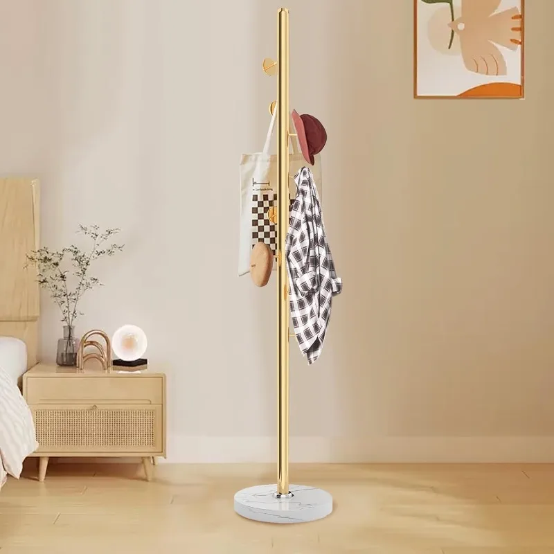 

Metal Coat Rack Freestanding, Sturdy Coat Rack Stand with Natural Marble Base