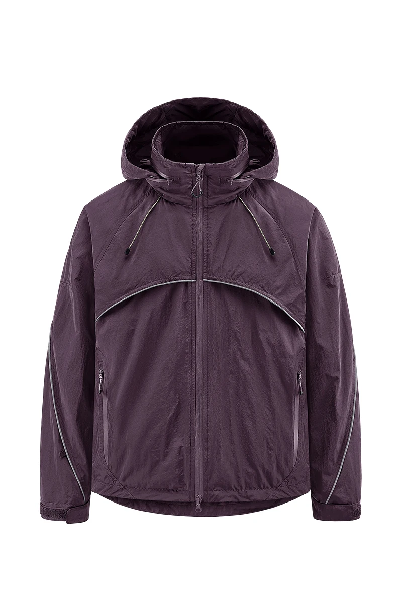 Unisex Waterproof Hooded Outdoor Jacket Packable Hood Reflective Strip Spring Autumn Running Hiking Sports Coat For Men Women