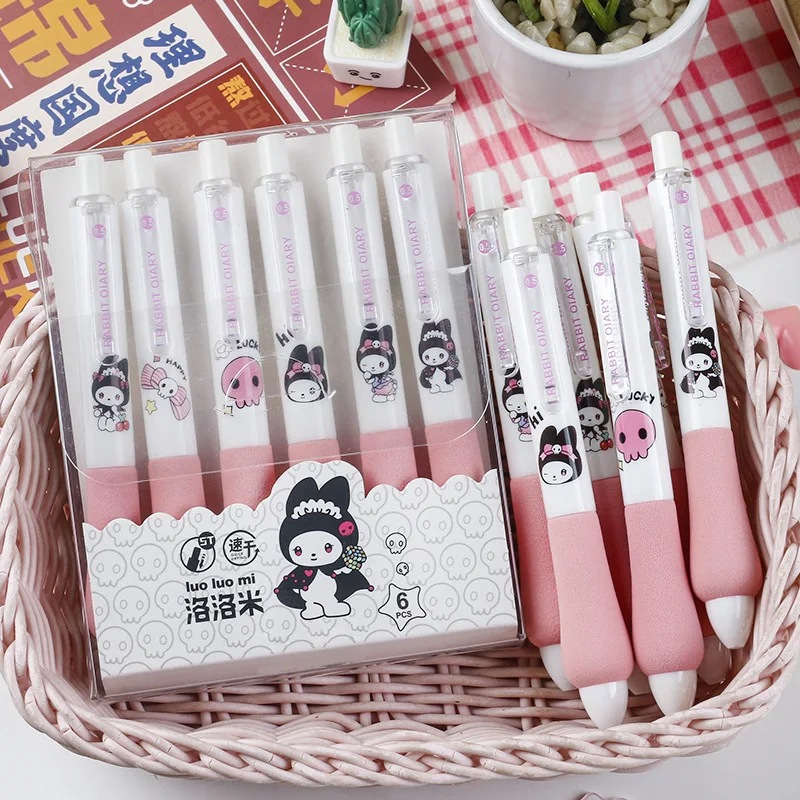 48 Pcs Cartoon Neutral Pen Water Fat Head Gel Pens Soft Grip Smooth Speed Dry Head Student Brush Question Cute