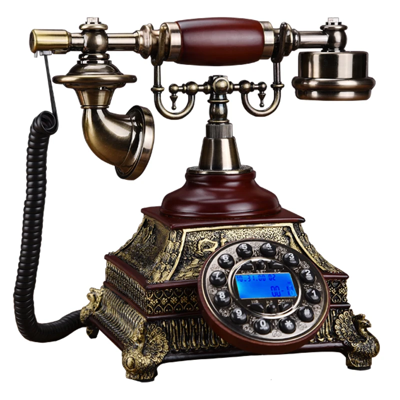 Retro Landline Telephone vintage home wired fixed phone resin corded antique office white red caller ID Europe hotel reading