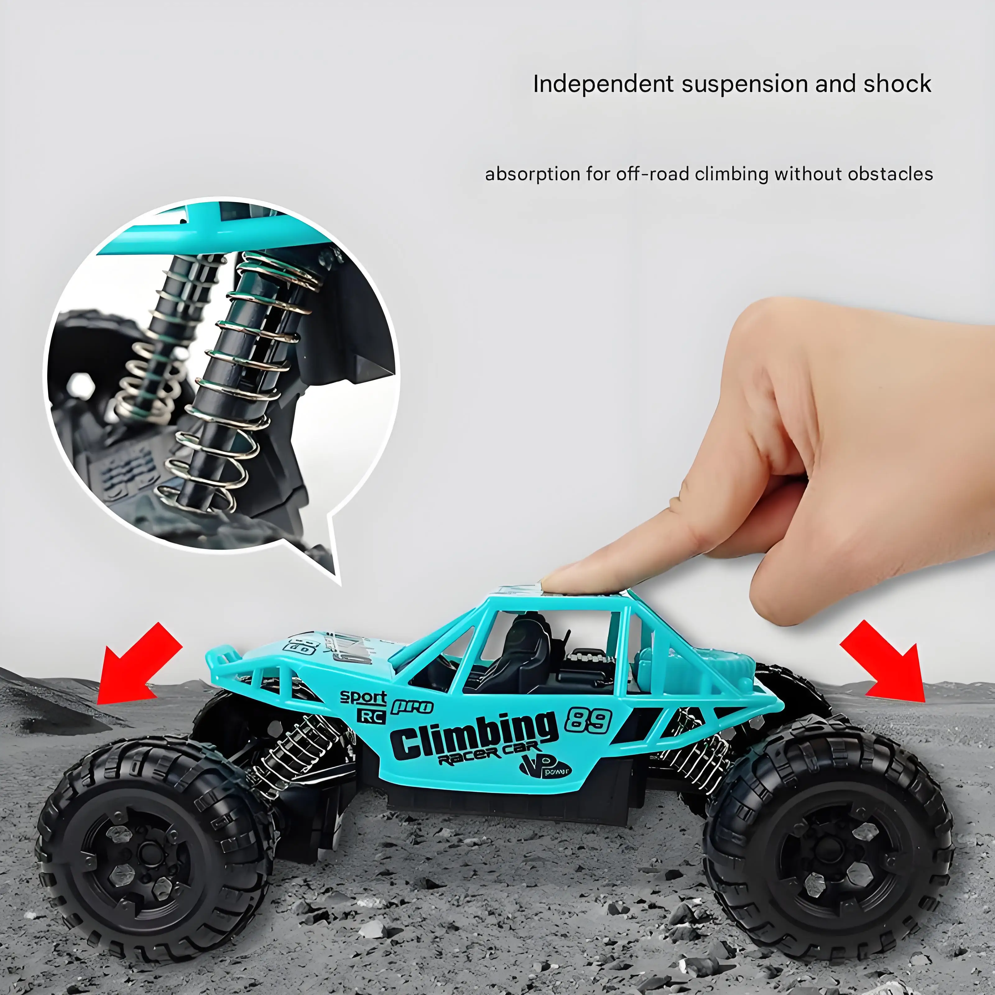 سيارة أطفال تعمل بالتحكم عن بعد مع إطار مطاطي خفيف مضاد للانزلاق 4-Way لعبة تسلق على الطرق الوعرة للأطفال لعبة تسلق للأولاد #4