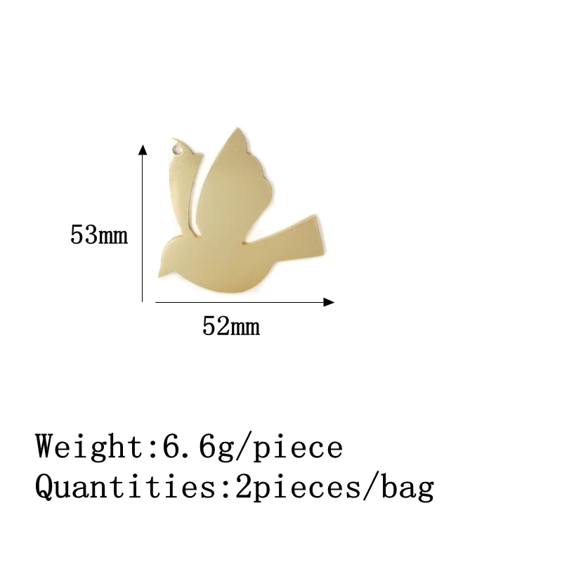 New 2pieces/bag 53mm Aluminium Alloy Wire Drawing Peace Dove Charms Big Pendant for DIY Necklace Earring Accessories