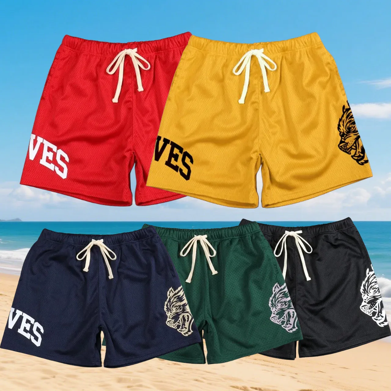 

Men Fashion Casual Beach Shorts Sport Fitness Running Shorts Quick Drying Breathable Comfortable Shorts Motorcycle Riding Shorts