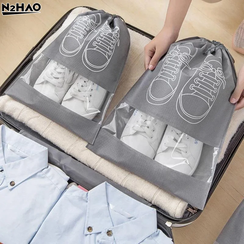 Non-woven Shoes Bag Waterproof Dustproof Travel Bag Portable Drawstring Bag For Shoes Storage