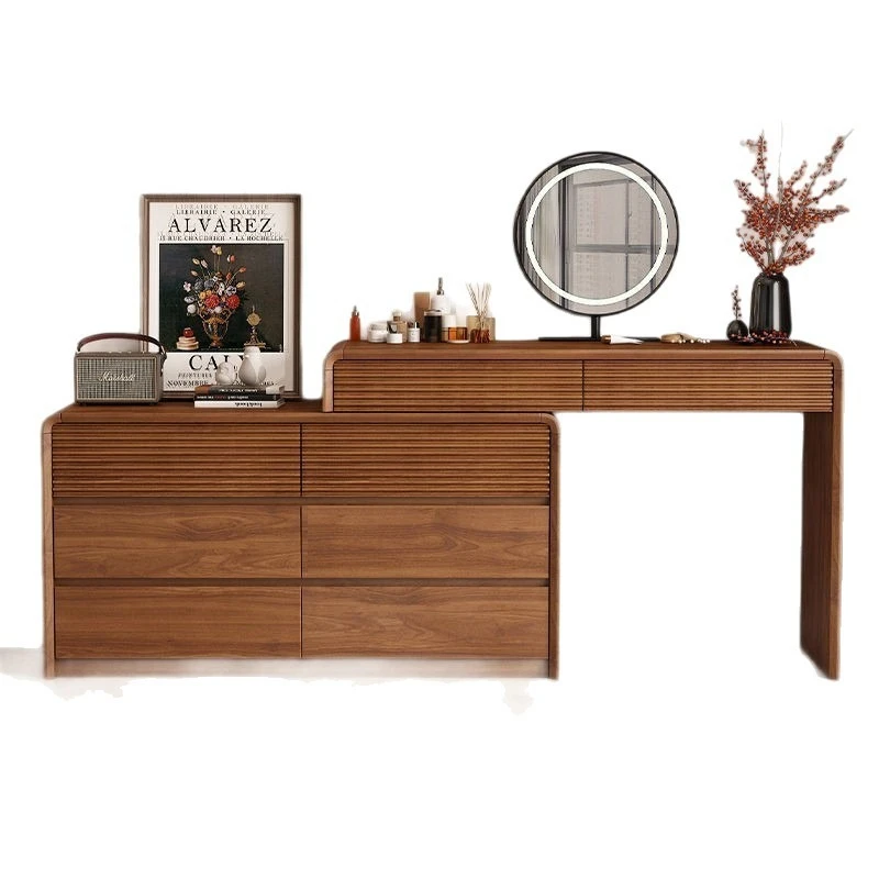 

New Chinese walnut dresser chest cabinet integrated makeup table bedroom small apartment dressing table rack dressing table