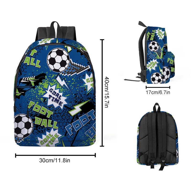 Football Print Airplane Bags for Boy and Girls Best Gifts Large Capacity 2D Flat Cartoon School Backpack for Children