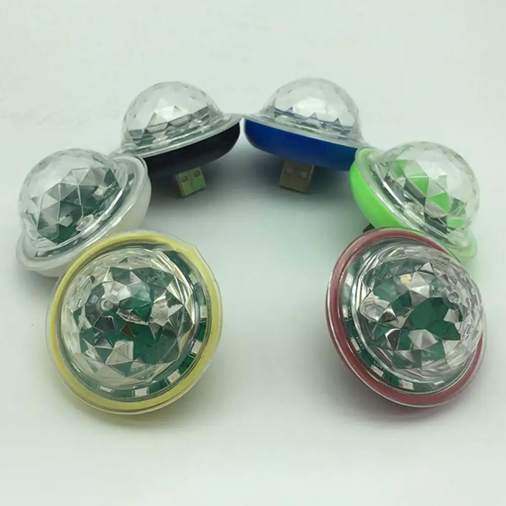 Mini luz ambiental USB para coche, iluminación LED RGB colorida para fiesta de DJ, teléfono, ordenador portátil, luz giratoria USB para escenario de fiesta con respuesta de música