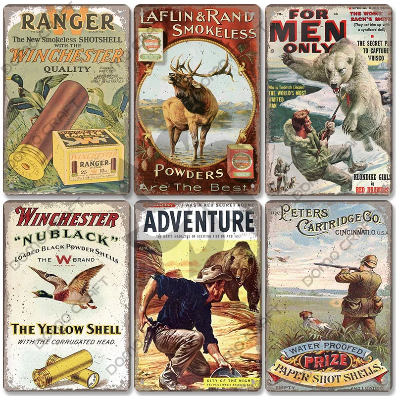 Hunting Poster Metal Plate Vintage Adventure Ranger Metal Tin Signs Retro Wall Decor Hunting Shop Tool House