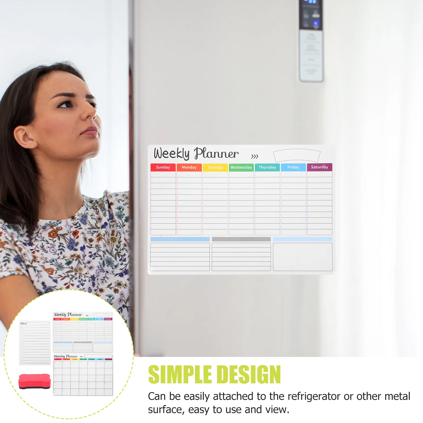 Fridge Magnet Message Board Refrigerator Dry Erase Planner Magnetic Planning for Schedule Plastic Daily