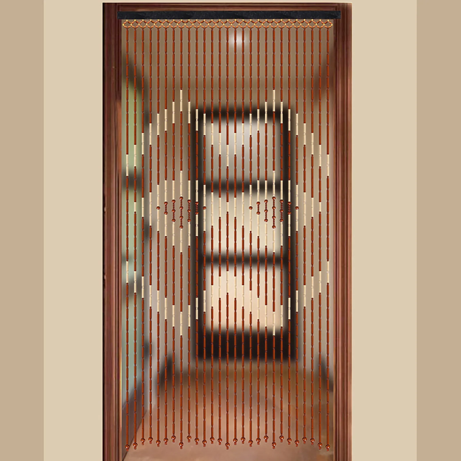 

For 90x175cm 27 Lines Door Curtain Wooden Bead Curtain With Jagged Pattern