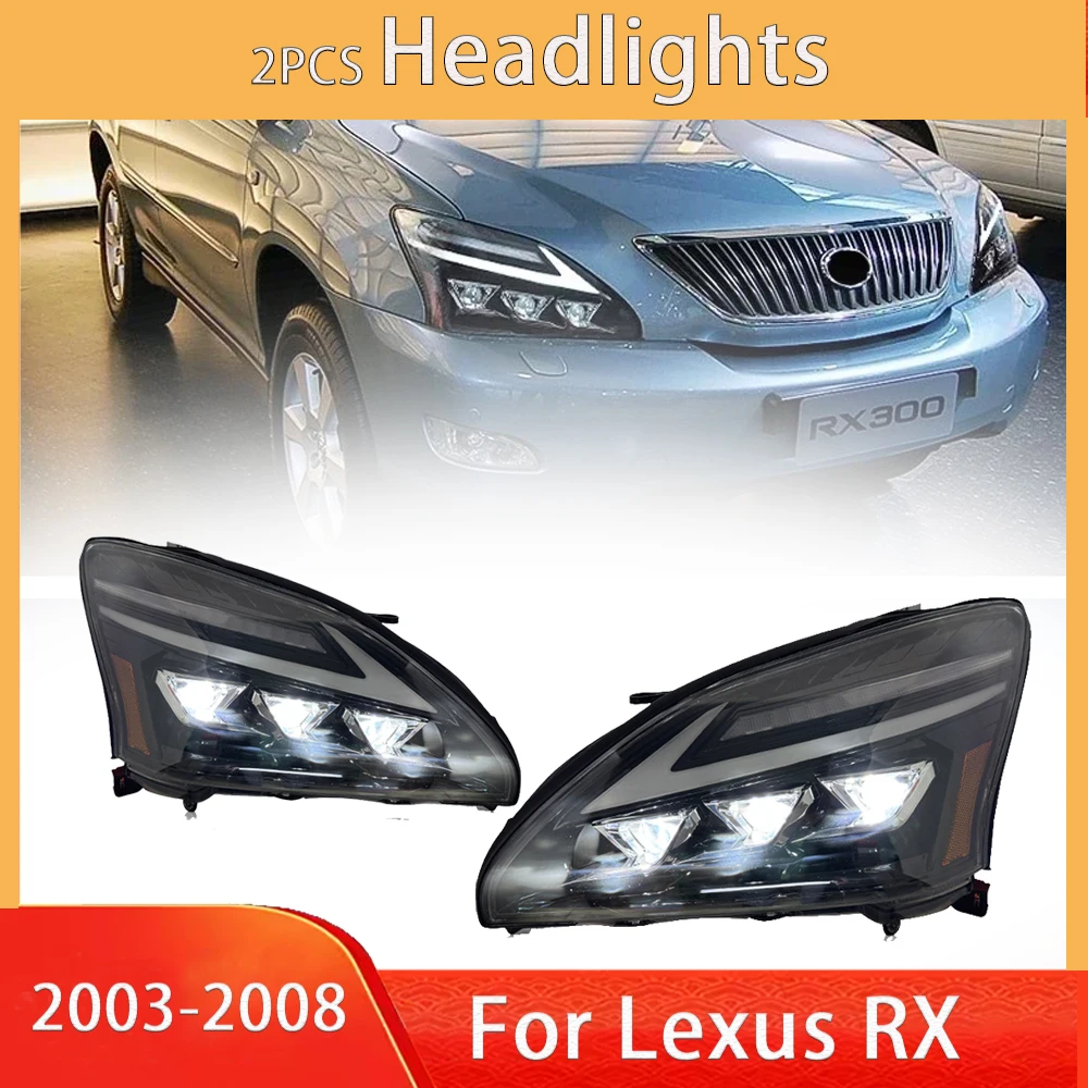

Автомобильные передние фонари для Lexus Rx 2003-2008, светодиодные автомобильные фары в сборе, обновление, пусковая анимация, 3 инструменты для линз проектора, аксессуары