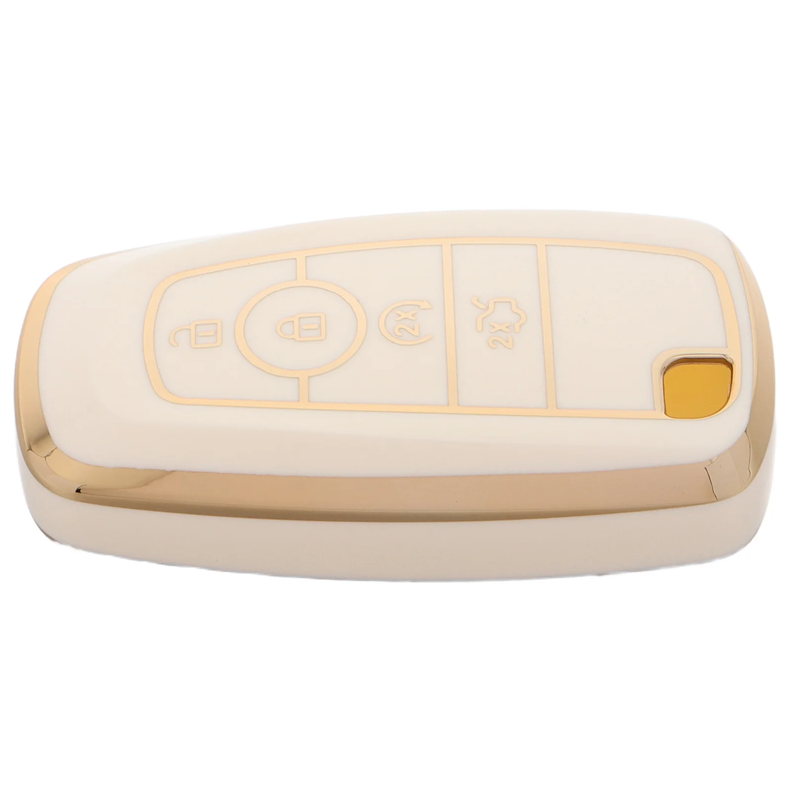 حامل سلسلة مفاتيح DINHEAROM للسيارة وغطاء حماية لجهاز التحكم عن بعد باللون الأبيض