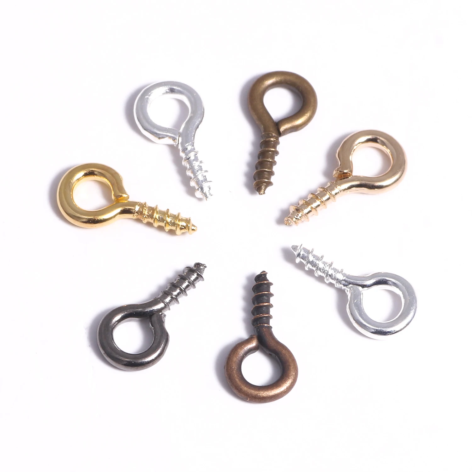 100-200pcs Small Tiny Mini Eye Pins Eyepins Hooks Eyelets Screw Threaded Gold Clasps Hooks Jewelry Findings For Making DIY