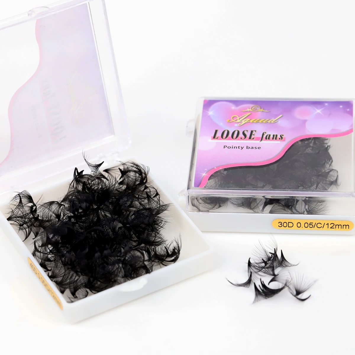 AGUUD 300/500/1000 Fans Slim Narrow Sharp Stem Premade Volume Lash Loose Fans Promade Thin Pointy Base Pre Fanned Lash Extension