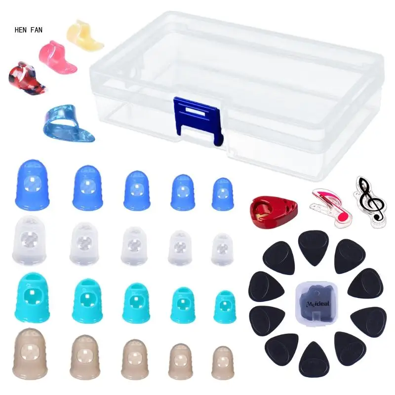 

38pcs/set Guitar Finger Protectors Celluloid Finger Picks Guitar Picks M89D