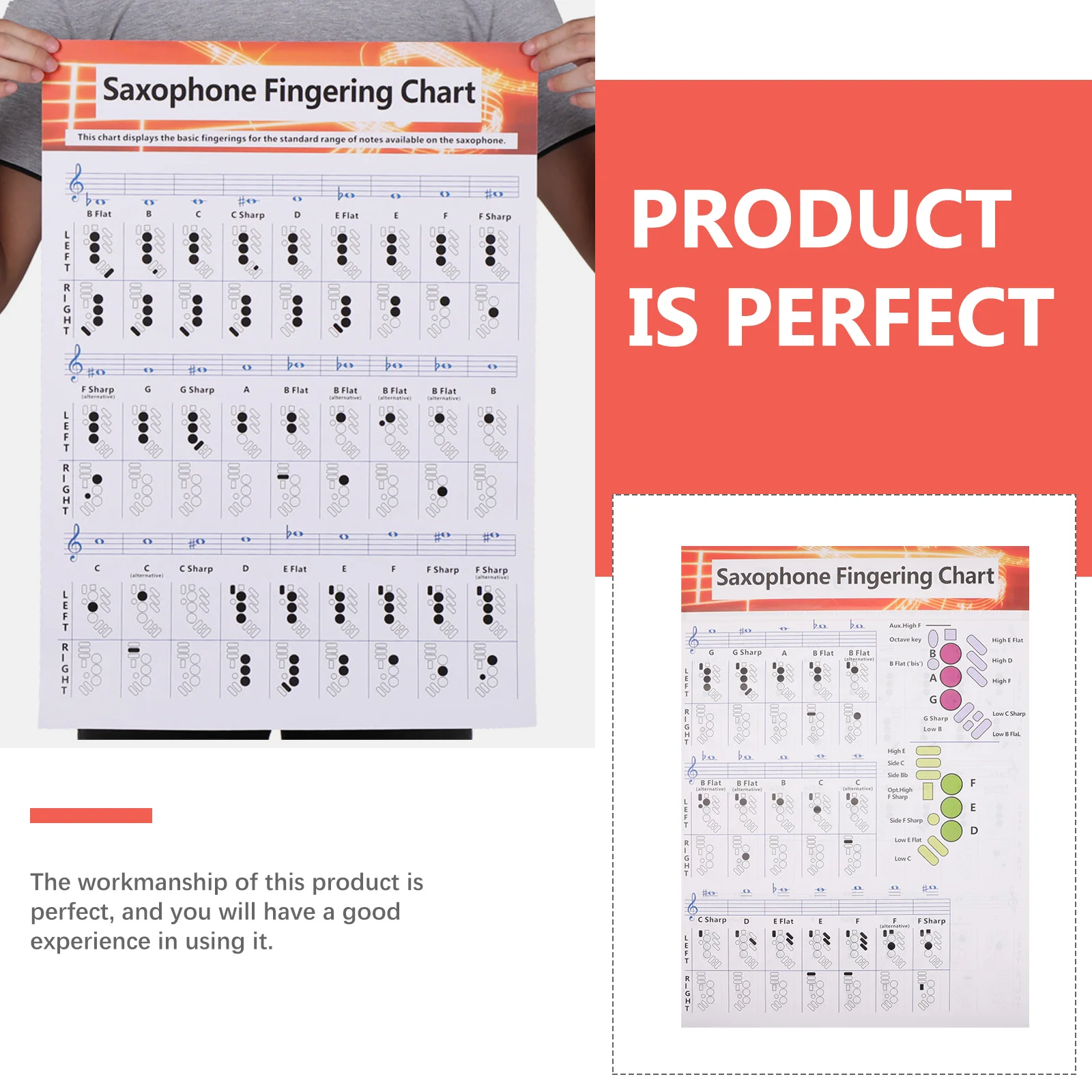 

Saxophone Chord Chart Poster Durable Coated Paper Music Learning Guide For Beginners Practice Chart Reference Diagram
